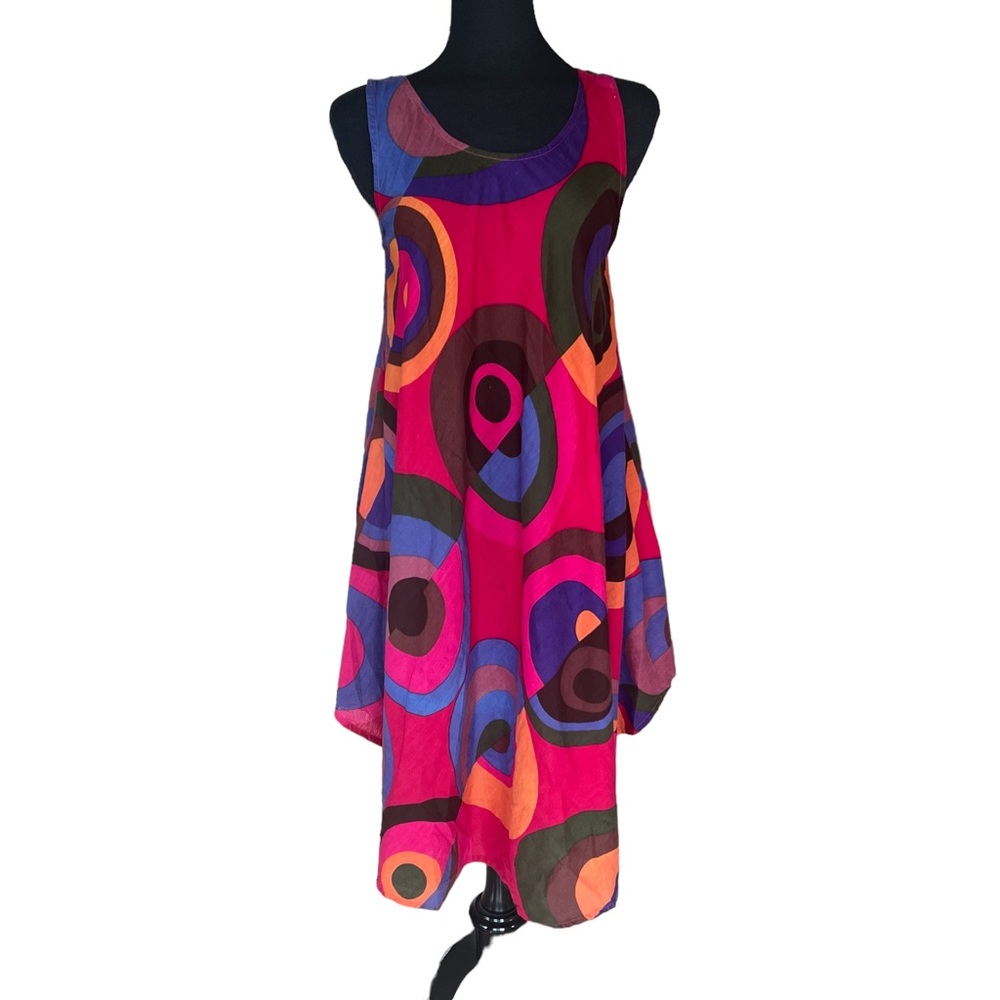STEP IN STYLE Geometric Print Shark Bite Hem Sleeveless Dress Size Large